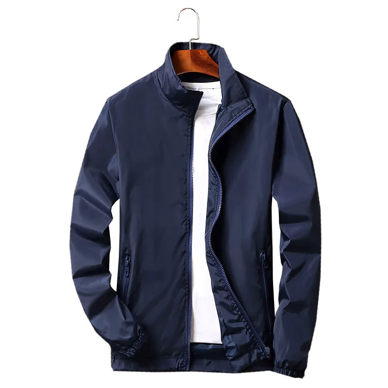MFERLIER весна осень мужские куртки 5XL 6XL 7XL 8XL 9XL Большой размер с длинным рукавом плюс размер мужские пальто 8 цветов - Цвет: Тёмно-синий