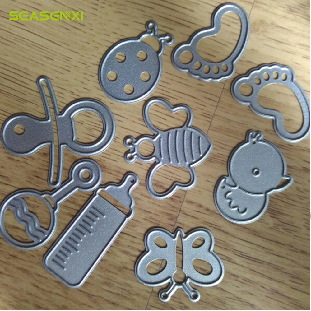 9Pcs/ Set Cute Baby Suit Metal Cutting Dies Stencils DIY Scrapbooking Decorative Craft Photo Album Embossing Folder Paper Cards|cutting dies|metal
