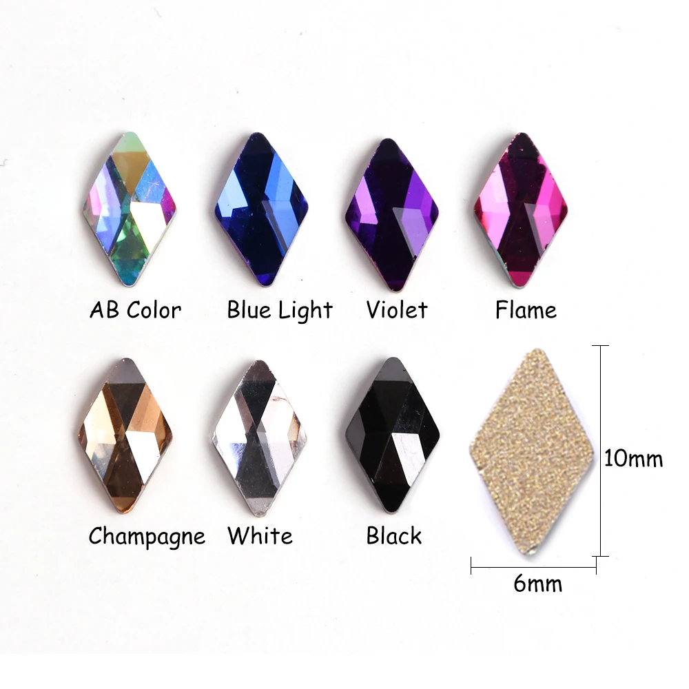Full Beauty Crystal AB ромбовидное фотостекло с плоской задней поверхностью 3D бриллиант 6x10