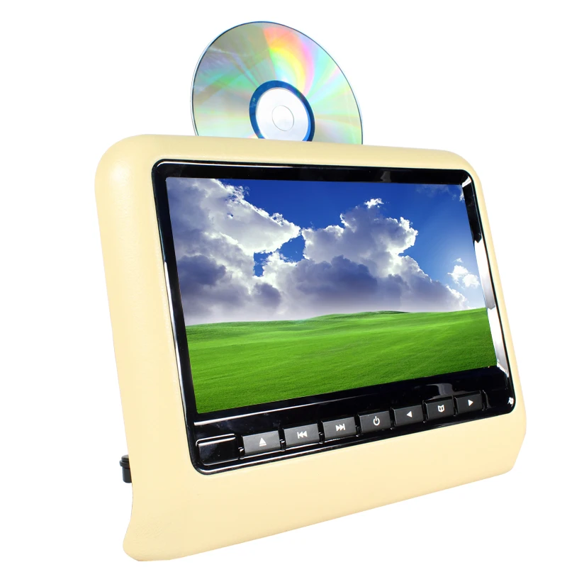 

9 inch TFT LED Screen Headrest monitor Car DVD Player & Game DVD USB SD IR Transmitter Portable Headrest Monitor Beige SH9808DVD