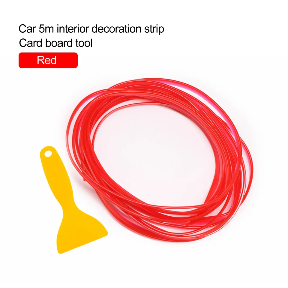 LOEN 5 м автомобильный Стайлинг полоса для отделки интерьера хром серебристый синий красный формовочная отделка воздушная приборная панель край двери авто аксессуары - Цвет: PVC red