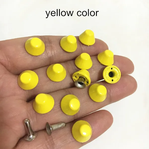 yellow color 10 мм панк стиль разноцветные светящиеся в форме ведра металлическая заклепка конус, панк рок-мешок ремень кожевенное ремесло DIY - Цвет: yellow color