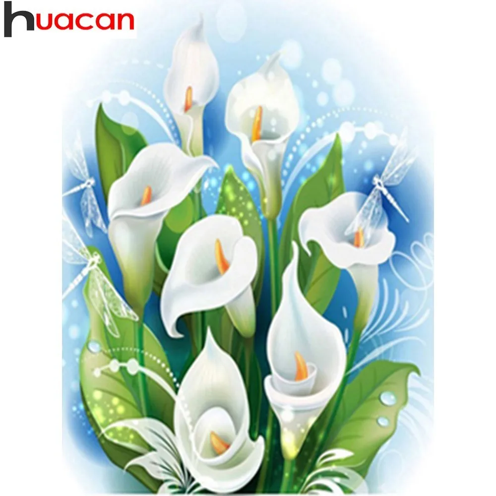 

HUACAN 5D DIY Diamond Painting flower Diamond Mosaic lily Picture Of Rhinestones Diamond Embroidery Cross Stitch Home Decor