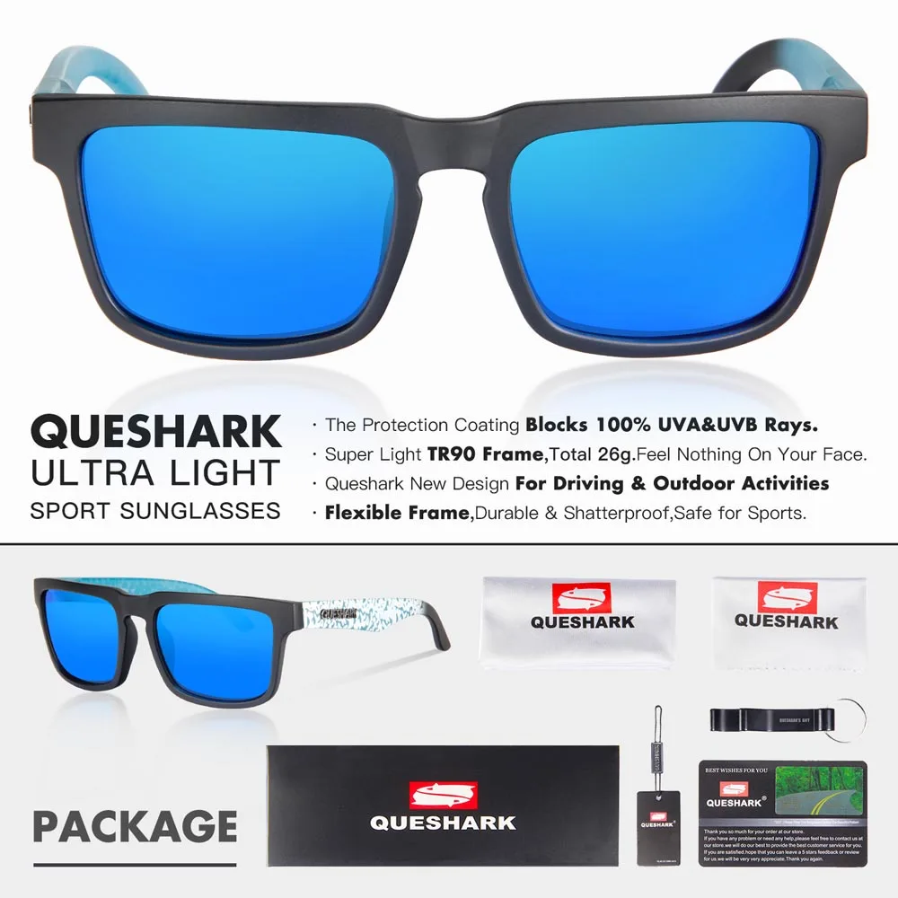 QUESHARK TR90 с принтом рамки поляризованные походные солнцезащитные очки Uv400 Кемпинг Рыбалка очки спортивные очки - Цвет: 01