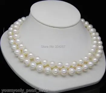 

New natural freshwater pearls 7-8mm AAA+ white pearl necklaces 35"Long