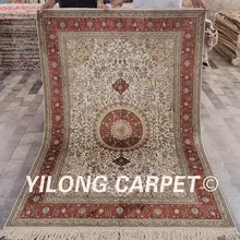 YILONG 4'x6' классический Персидский Ручной Работы Красивый шелковый ковер бежевый элегантный домашний ковер(LH866B4x6