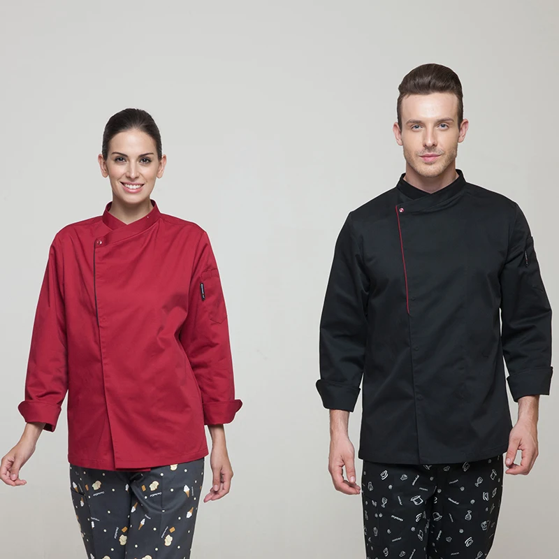 

CKECKEDOUT Chef Coat Chef Jacket Service Uniform Long Sleeves