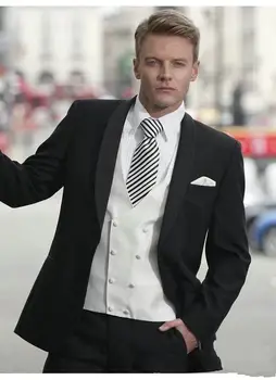 

Classic Style Black Groom Tuxedos Groomsmen Men's Wedding Prom Suits Custom Made (Jacket+Pants+Vest+Tie) K:301