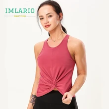 Imlario спереди твист тренировки майка для женщин рейкербэк Йога рубашка легкая мягкость Фитнес Без Рукавов полумесяц футболка с подкладкой