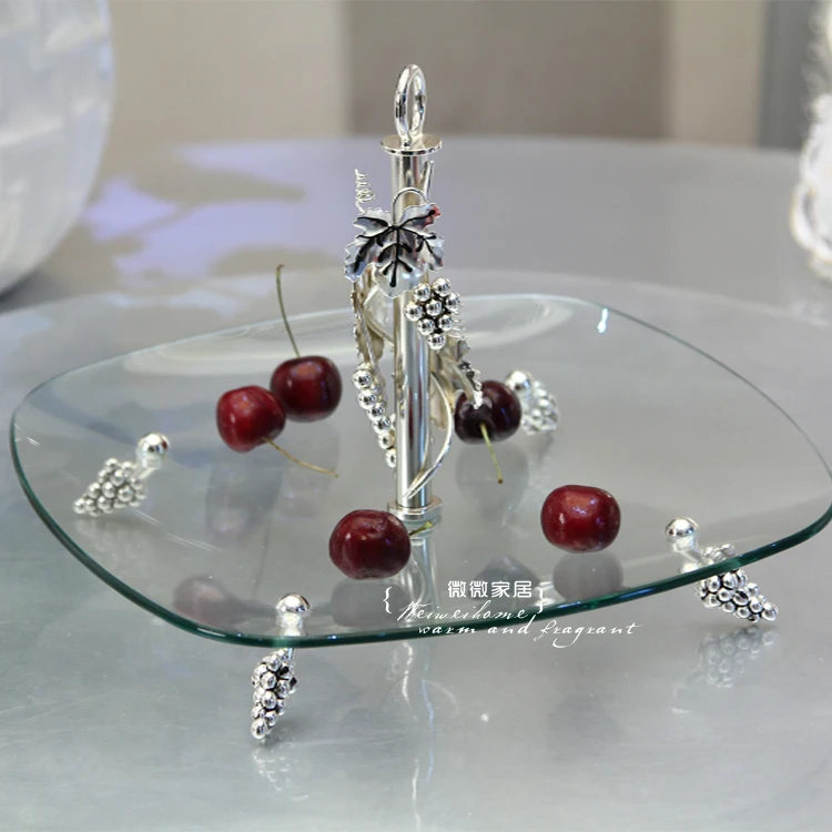 

Glass fruit plate ktv bowl fashion glass portable fruit basket