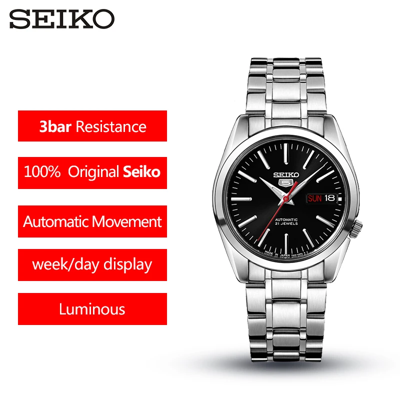 SEIKO № 5 автоматические механические часы Водонепроницаемый световой Бизнес Для мужчин, часы с поддержкой двух языков наручные часы с маленьким циферблатом