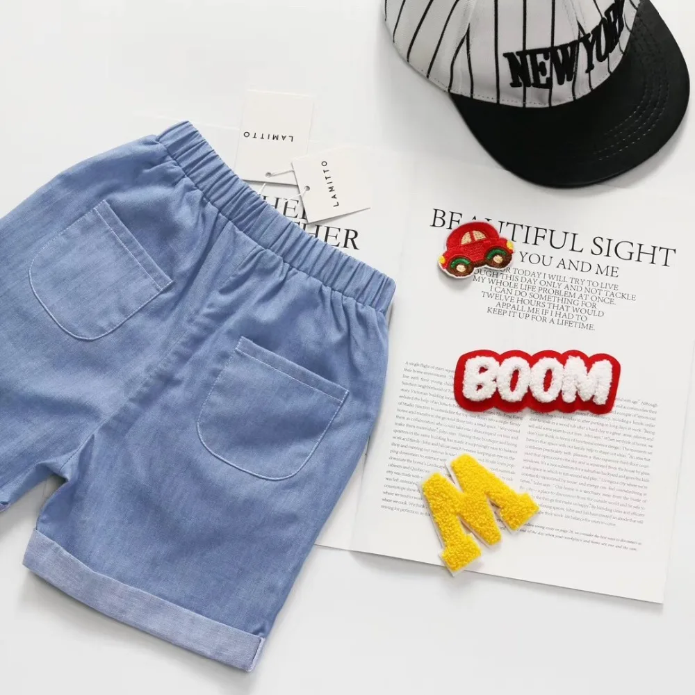 Шорты для малышей летние джинсовые шорты для мальчиков и девочек милые детские шорты с аппликацией, рисунок звезды луны