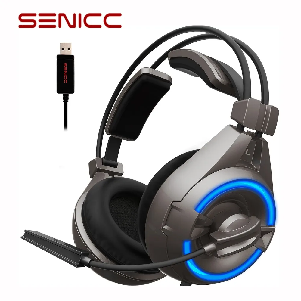 SENICC A6 USB Gaming Headset Noise Cancelling Headphones 