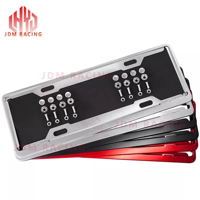 

Hot 2pcs Newest Auto Truck Aluminum Alloy License Plate Frame with Screw Caps Cover Set Suit Universal car License Frame