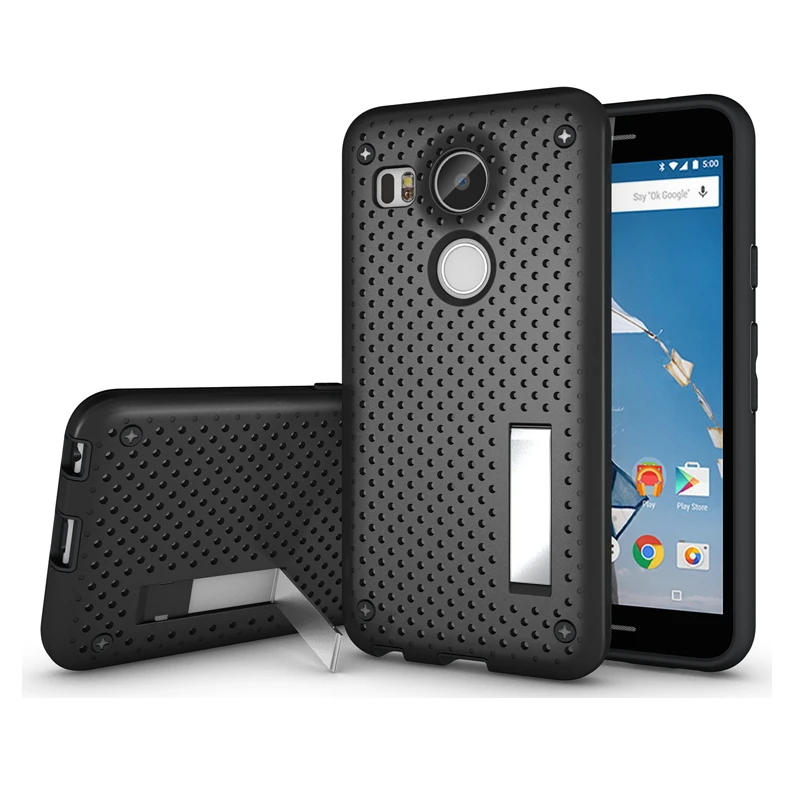 Premium TPU+PC Hybrid Slim Net Stand Back Cover Phone Case for LG Nexus 5X |