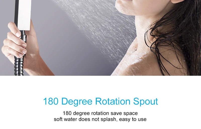 10'' Wall Mounted Shower Faucet Bathroom Rainfall Shower System Set Thermostatic Faucets Tub & Handheld Sprayer Fold Mixer Tap (8)