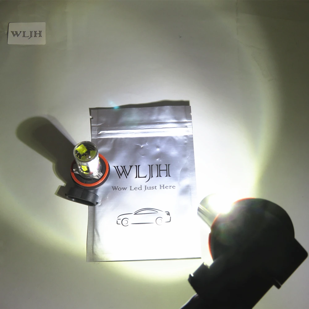WLJH 2x белый 6000K 800lm H8 Led Автомобильный ходовой светильник s противотуманный лампа