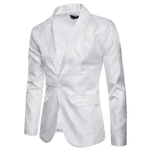 Men Black White Blazer Jacket Brand Casual Slim Fit Business Formal