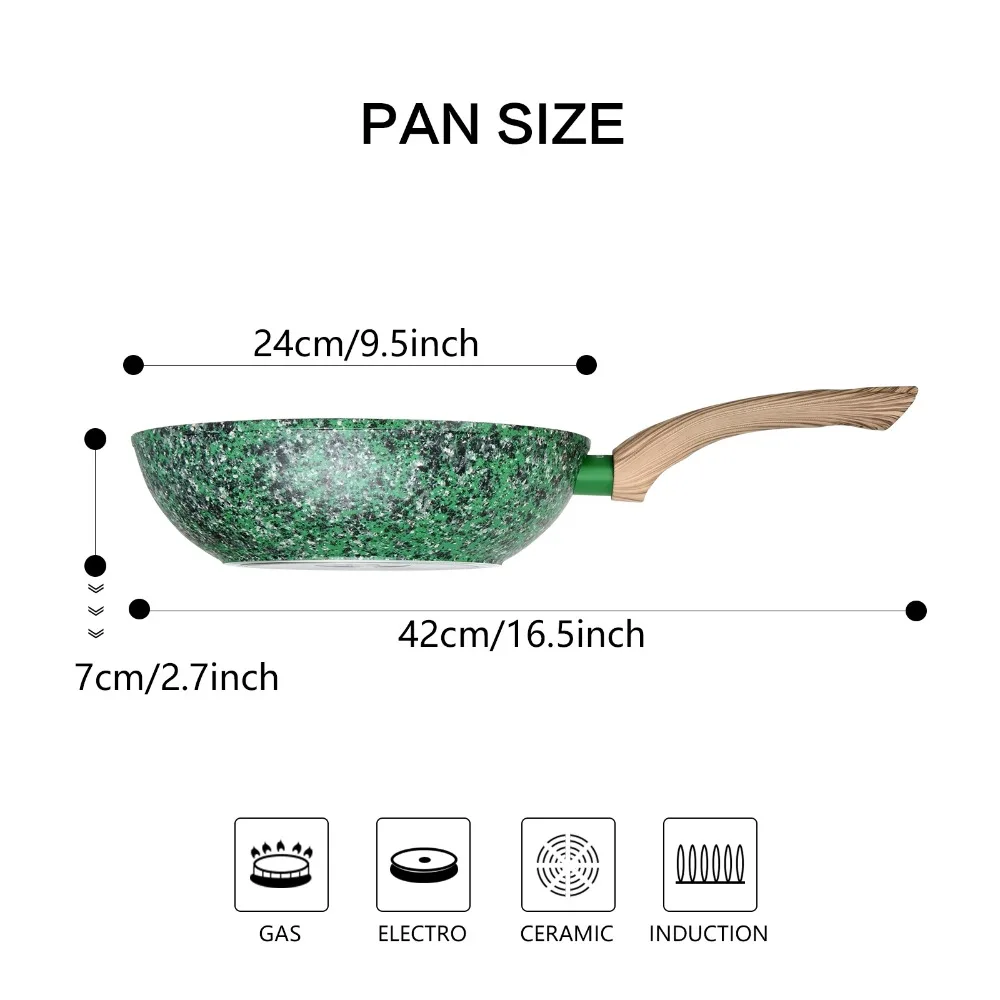 Fissman Wok Pan 3 Layers 2 sides Non-stick Marble Coating Forged Aluminum Gas and Induction Cooker