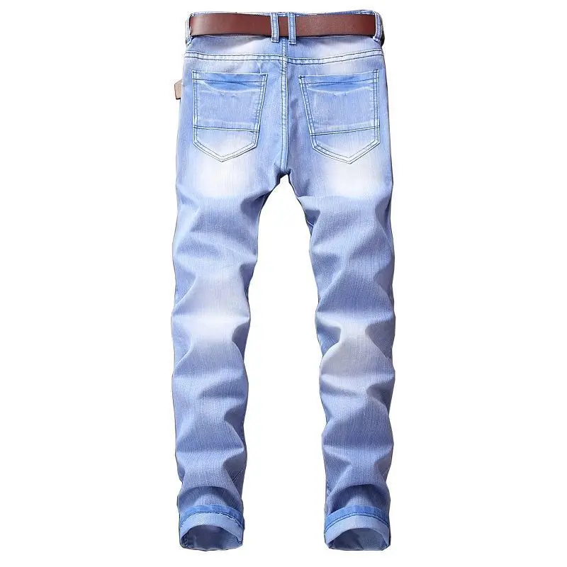 Мужские брюки модные дизайнерские хлопка стрейч тощий мужские джинсы мужские джинсовые Hombre Moda тонкий Homme Fit человек стиль с молнией Штаны