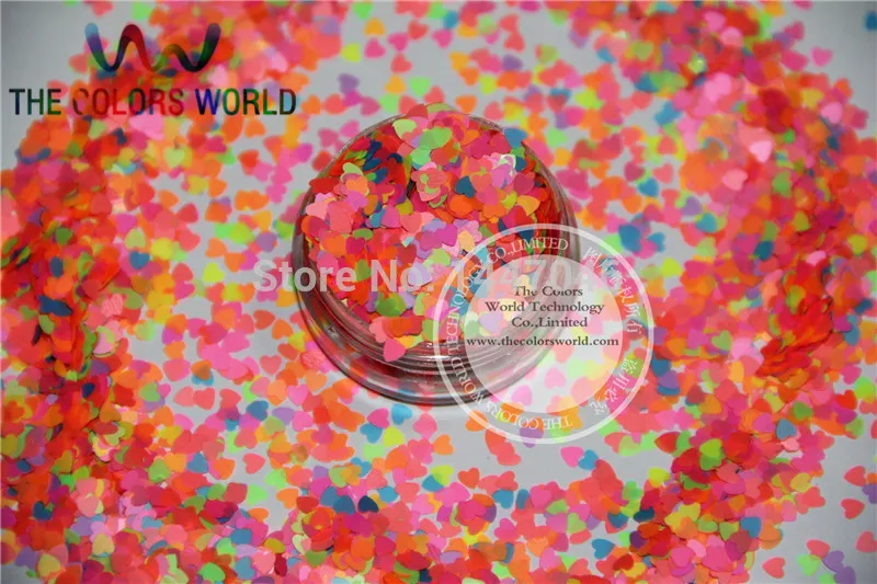 

HN3-47 Mix Neon Colors Solvent Resistant HEART Shape Glitter Sequins,Spangles 1pack=50g