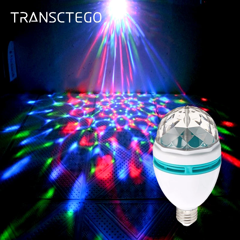 LED BC Disco Light Bulb Rotating Crystal Effect Multi Coloured Stage Lighting 