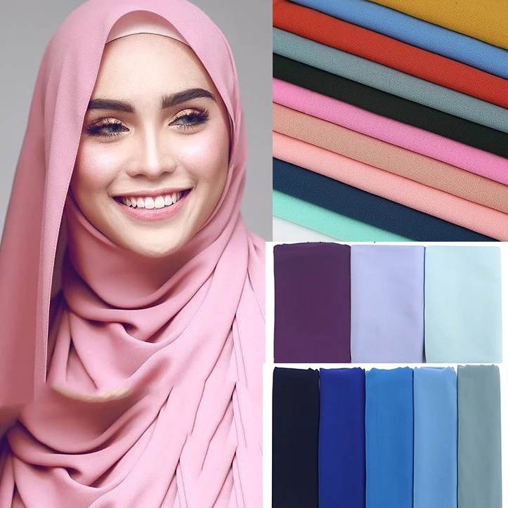 

1 pc hot Malaysia style women plain bubble chiffon scarf hijab wrap solid color shawls headband muslim hijabs scarves/scarf