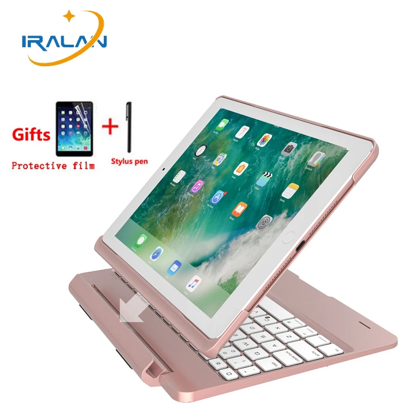 

Luxury Tablet Cases For iPad Air 1 2 9.7 inch 2017 2018 Flip Wireless Bluetooth Backlit Keyboard Cover Protection Case+Pen+Film
