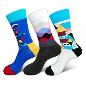 

Best Selling New Men's Winter Casual Socks Fashion Trend Stockings Personality Men's Diamond Cotton Socks 1 Pair = 2 Pieces