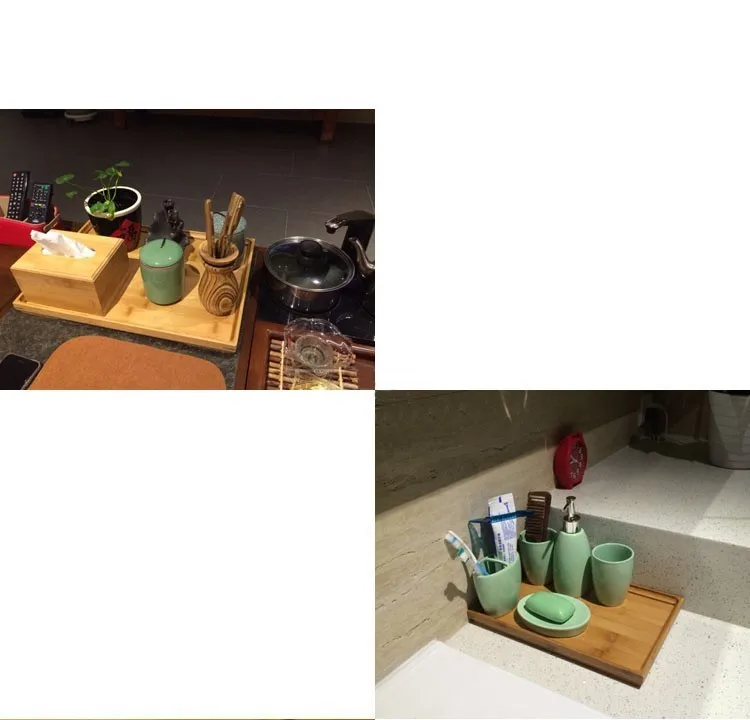 Деревянный поднос для сервировки чая кунг-фу, поддон для хранения столовых приборов, фруктовая тарелка, украшение, 6 размеров, Японская еда, бамбук, прямоугольный
