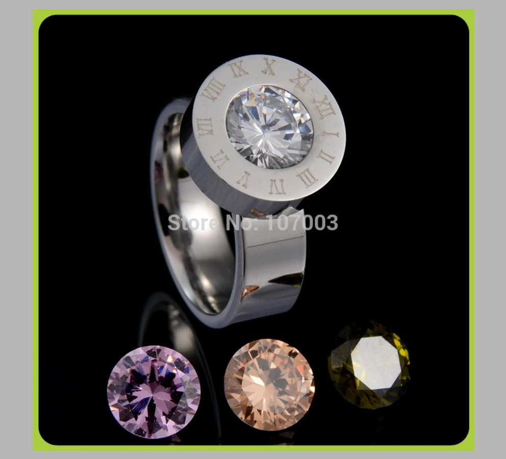 Модный бренд, 4 цвета, нержавеющая сталь, CZ камень, сменные кольца, гравированное кольцо с кубическим цирконием