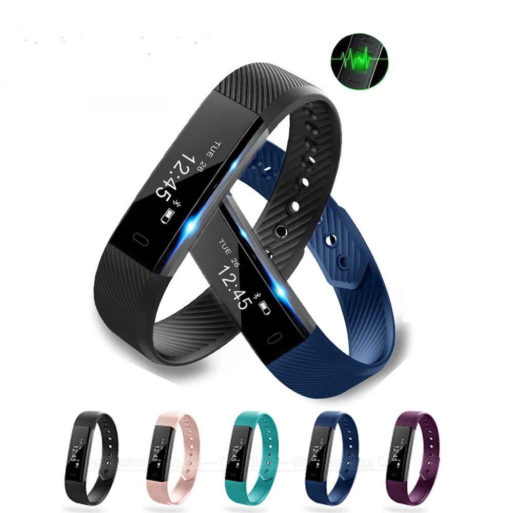 Smart Band ID115 HR Bluetooth Wristband Heart Rate Monitor Fitness Tracker Pedometer ID115 Smart Bracelet For