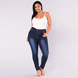 Для женщин стрейч большого размера тонкий деним обтягивающие джинсы брюки для девочек Высокая талия узкие брюки Бесплатная доставка 3,19