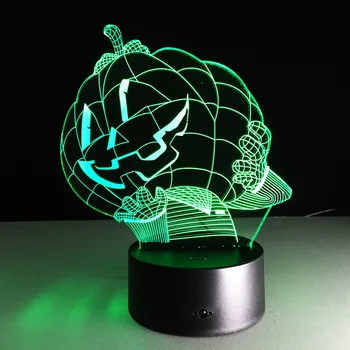 

Pumpkin head 3D lights 7 color touch LED visual night light gift table lamp