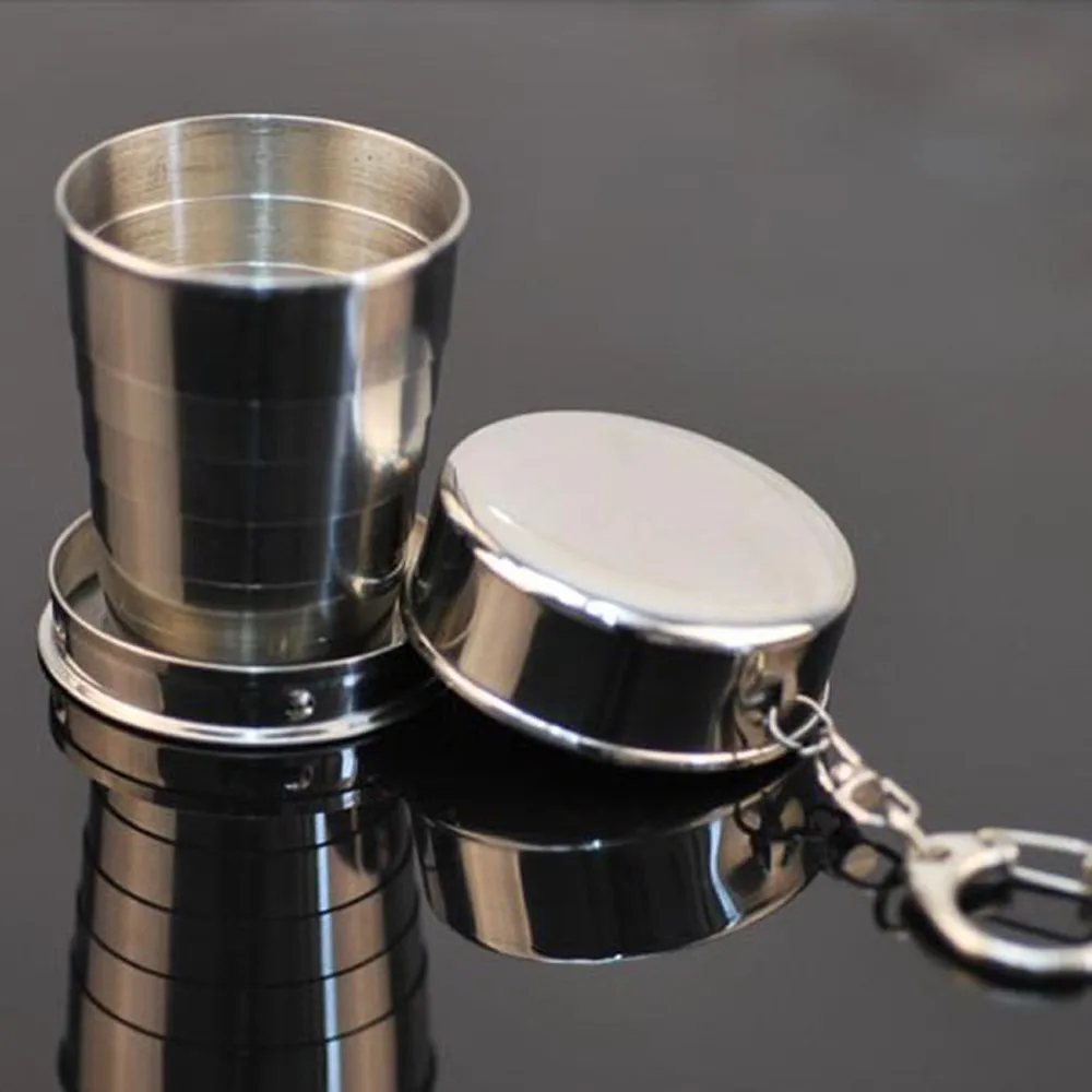Складная чашка для путешествий из нержавеющей стали телескопическая складная кольцо для ключей из нержавеющей стали стеклянная посуда оборудование