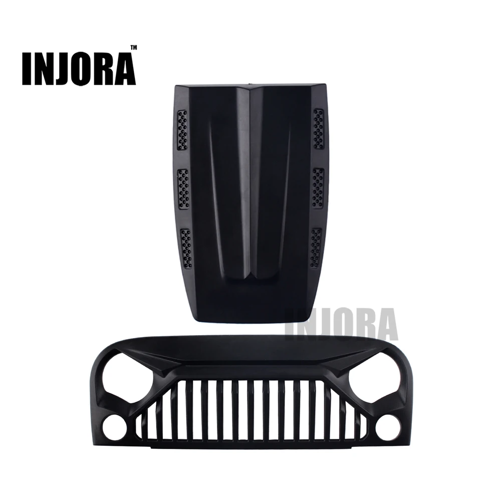 

INJORA Black Air Inlet Grille Front Face & Engine Hood for 1/10 RC Rock Crawler Axial SCX10 D90 Body