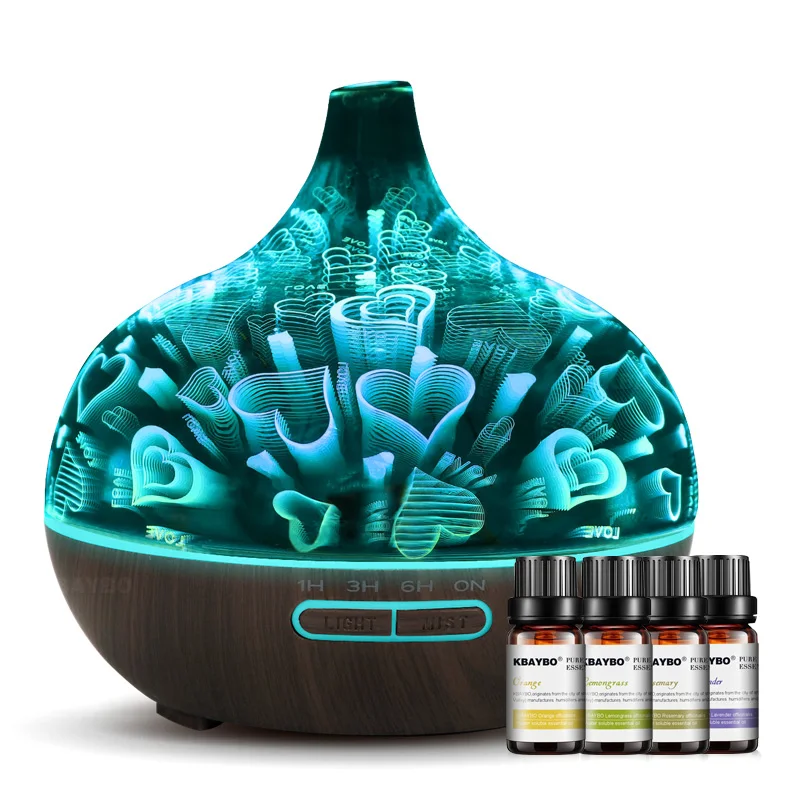 

400ml Creative 3D Ultrasonic Essential Oil Diffuser With LED Changing Light Air humidifier Essential Oil Cool Mist 4 Kinds oil