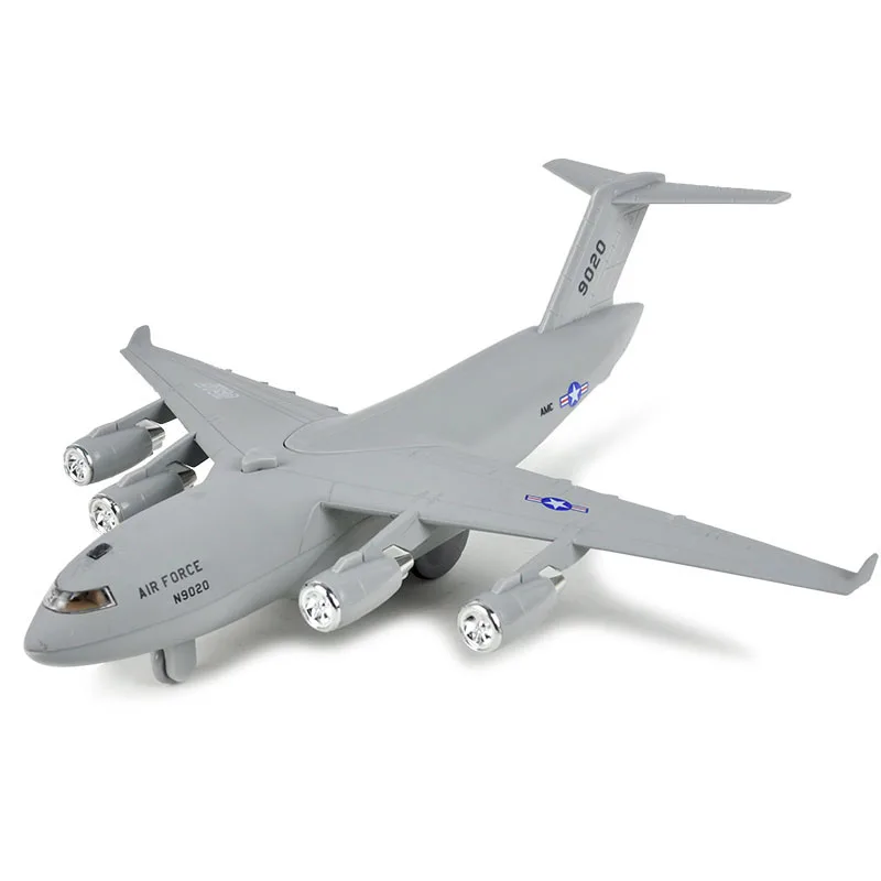Сплав литья под давлением C130 транспортный самолет Геркулес моделирование вытянуть задний светильник и самолет со звуком модель подарок для детей коллекция игрушек - Цвет: Серый