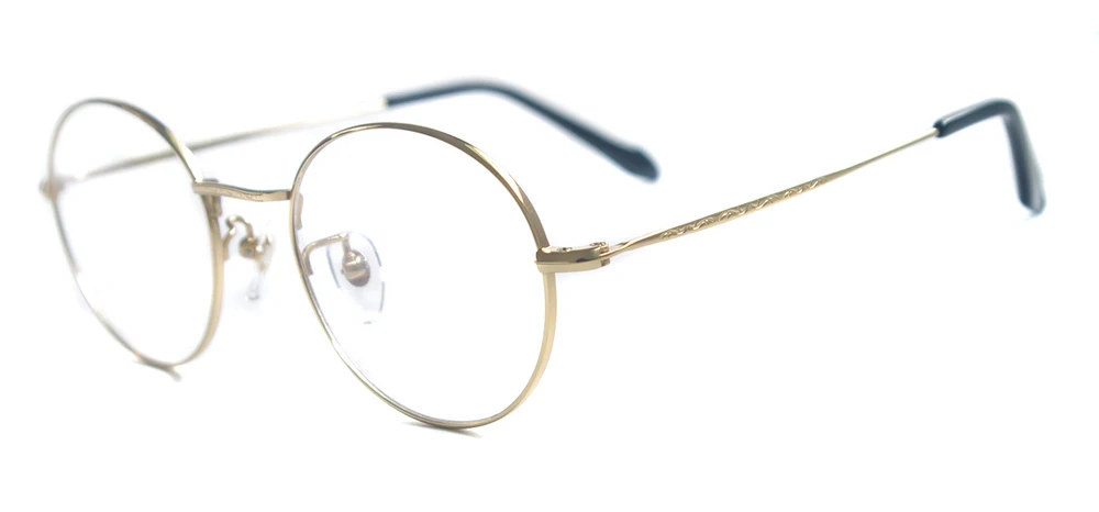 Мужской Ультра-светильник из чистого титана, оправа для очков, винтажные очки, круглые ретро очки для очков по рецепту - Цвет оправы: Золотой