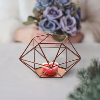 

OurWarm Geometric Candle Holder Hotel Tealight Iron Candle Holder Modern Party and Wedding DIY Decoration 13x13x8cm