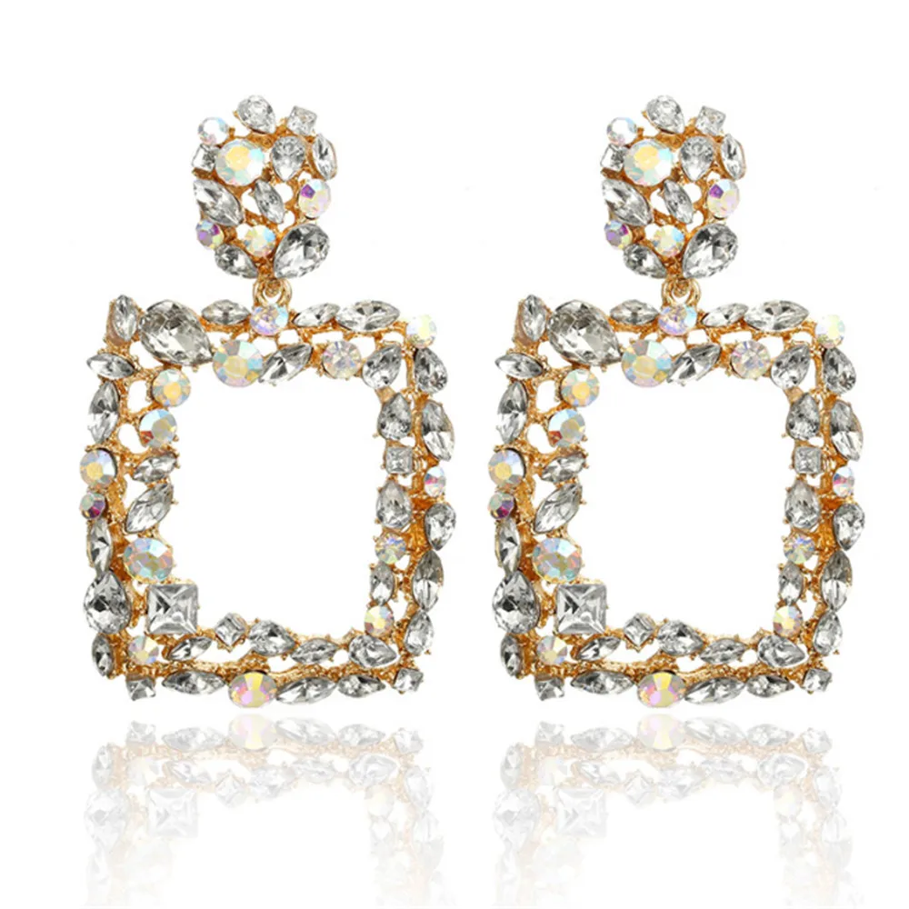 

ECODAY Rhinestone Statement Earrings Women ZA Geometric Earrings 2019 Big Drop Earrings Ohrringe Pendientes Brincos Jewelry