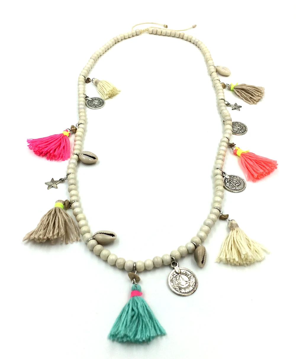 2017 New Bohemia Boho long beaded Necklaces colorful tassel pendants layered long statement Necklaces