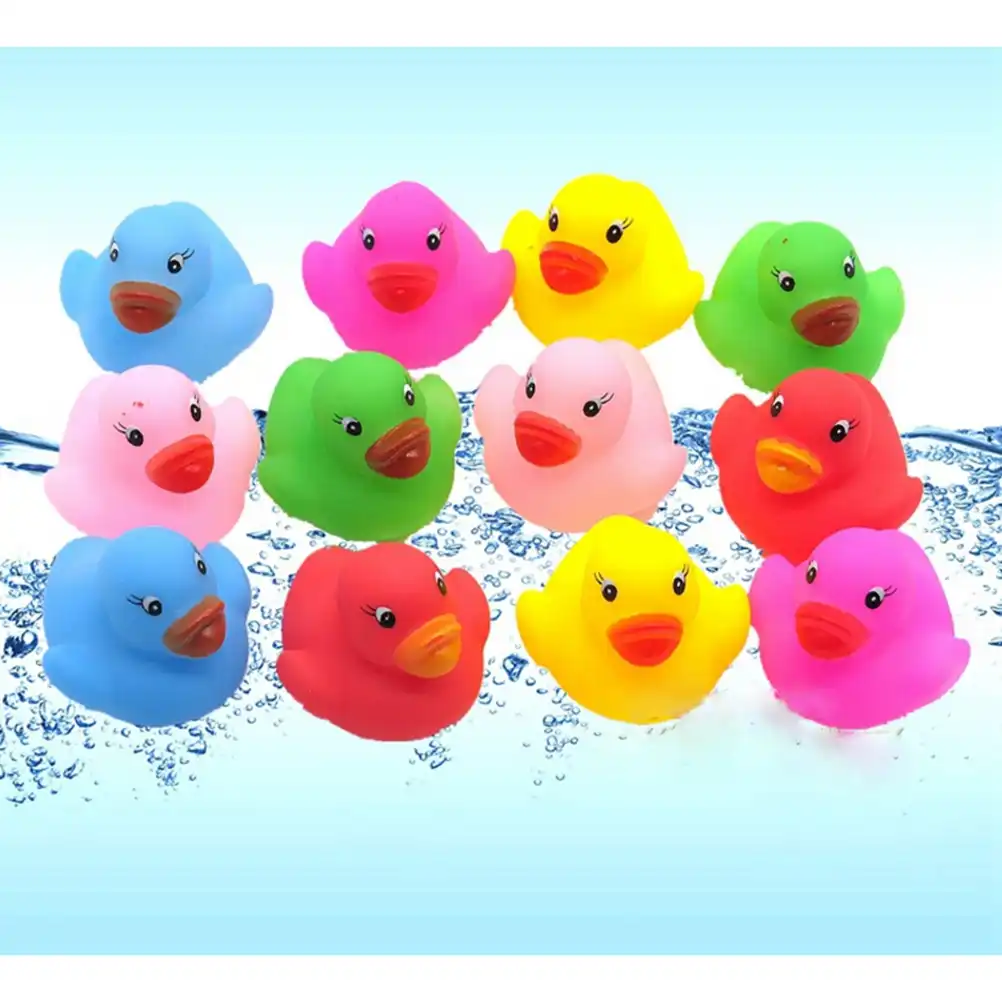 12pcs Set Kawaii Colorful Rubber Float Squeaky Sound Duck Bath Toy Baby Bathroom Water Pool Funny Mini Toys For Girls Boys Gifts Gags Practical Jokes Aliexpress