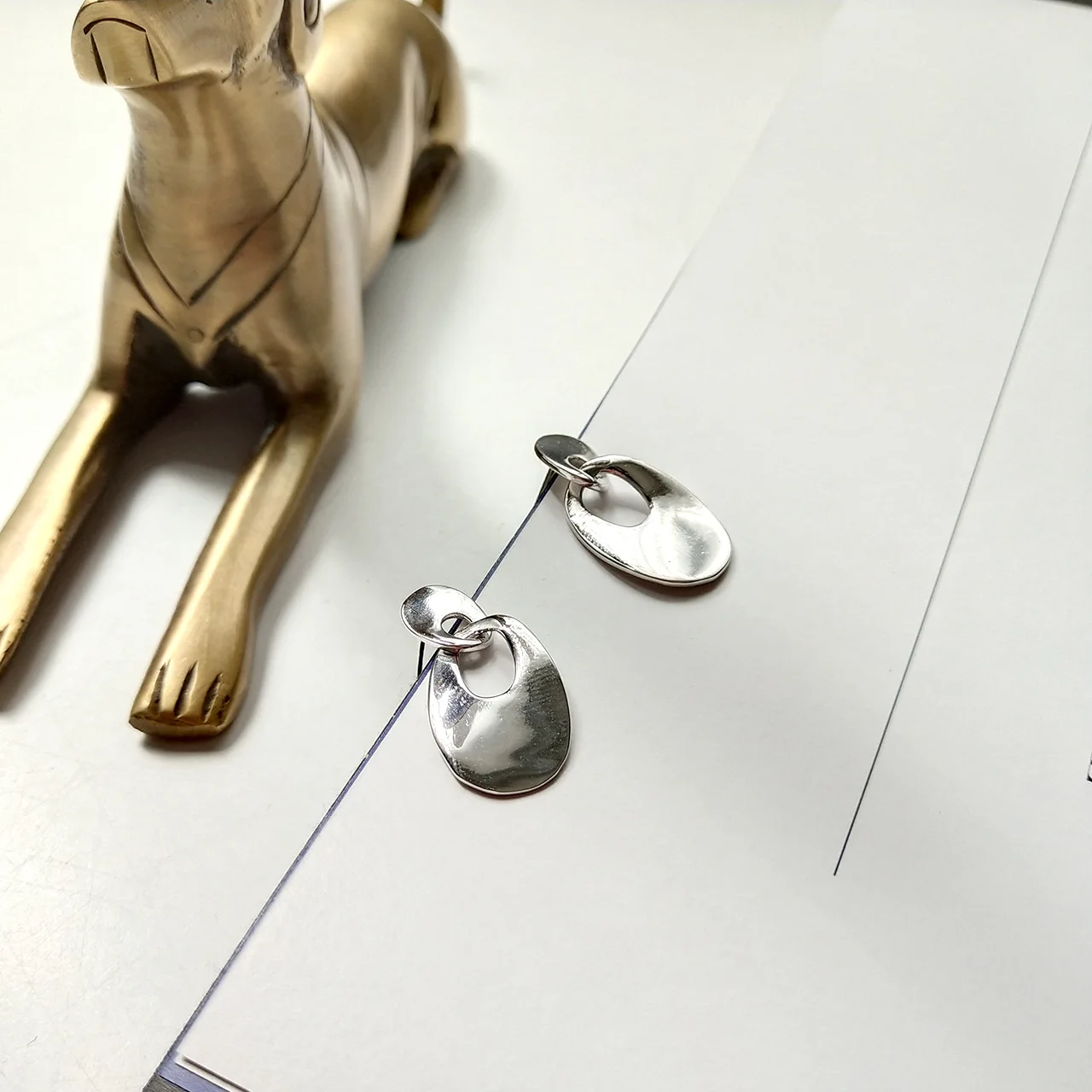 

Simple Geometric Ellipse 925 Sterling Silver Dangling Earrings