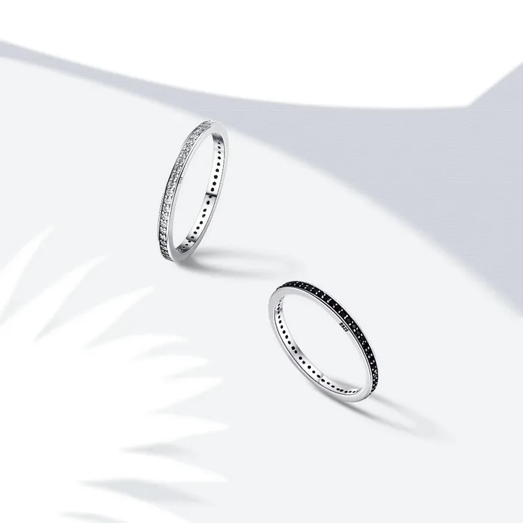 Топ продаж, подлинное 925 пробы серебро, 2 цвета, ослепительное CZ штабелируемое кольцо для женщин, свадебные ювелирные изделия, подарок матери SCR114