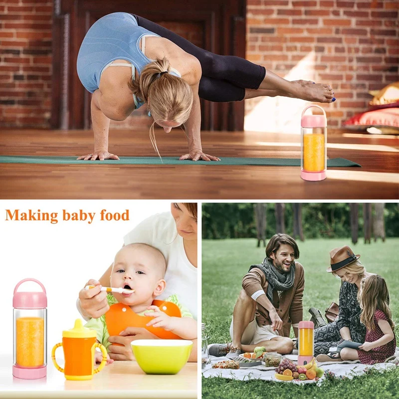 Personal Portable Blender With 480Ml Travel Bottle,Served Smoothie Blender Six Blades In 3D Superb Mixing Personal Size Mixer