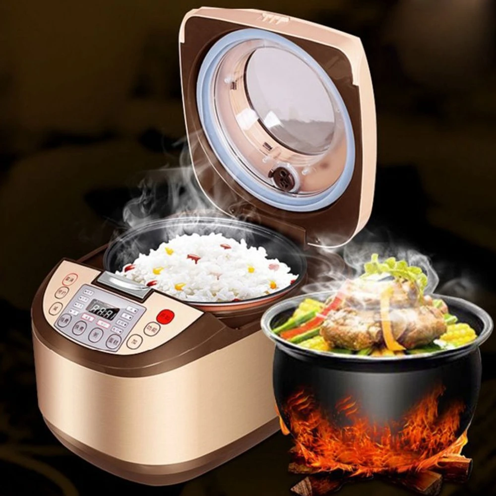 DMWD Transparent Lid 5L Home Intelligent Rice Cooker 220V 900W Multifunctional Electric Pot Yogurt Cake Machine 24H Appointment