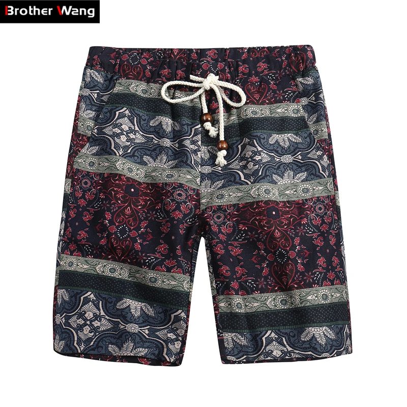 

Brother Wang Brand 2019 Summer New Men's Bermuda Shorts Fashion Casual Loose Straight Floral Pattern Beach Shorts Male 5135