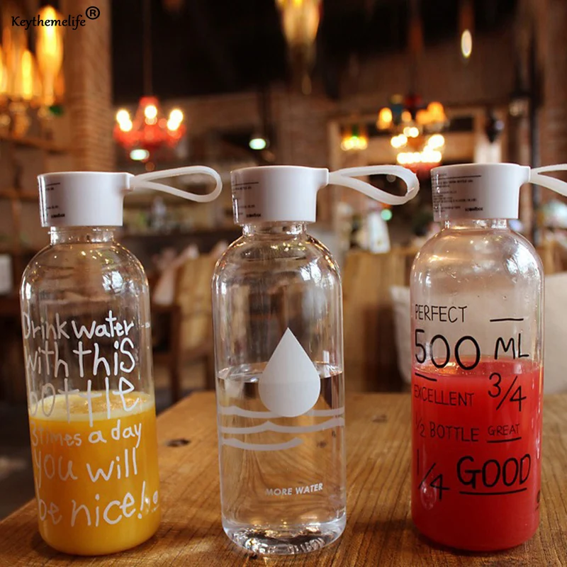 

1PCS Portable Plastic Water Bottles Outdoor Space Water Bottles 600ML Beverage Tea Juice Water Bottles 0B