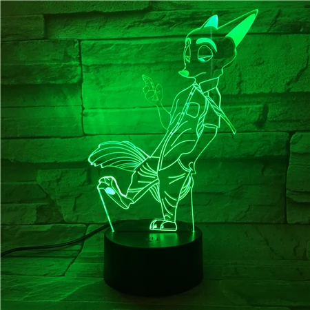 3D кролик лиса лампа удивительная Оптическая иллюзия акриловая панель USB кабель 7